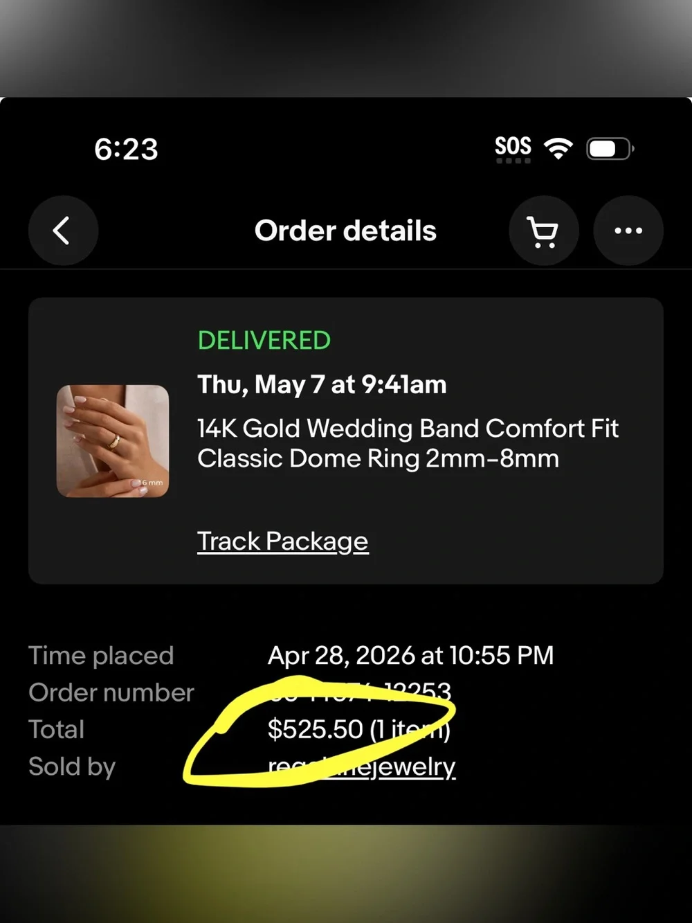 Mens gold wedding band
